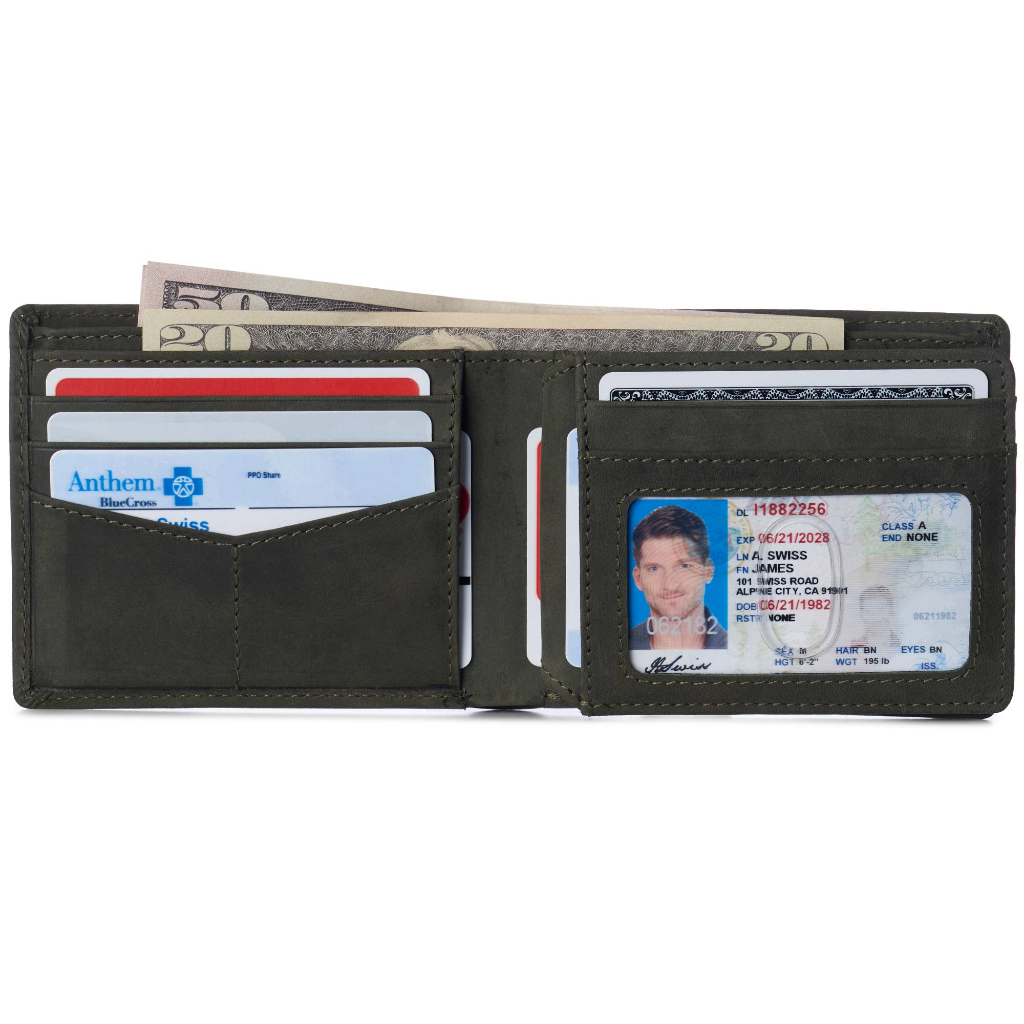 Alpine Swiss - Vente Portefeuille – homme - Alpine Swiss Commuter Portefeuille à deux volets RFID pour homme 2 fenêtres d'identification - Portefeuille 99213