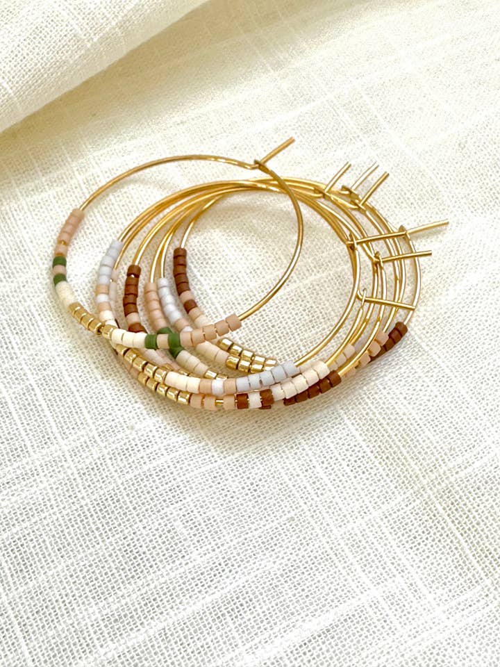 Neutral Beaded Hoops for wholesale by Ocean Breakup