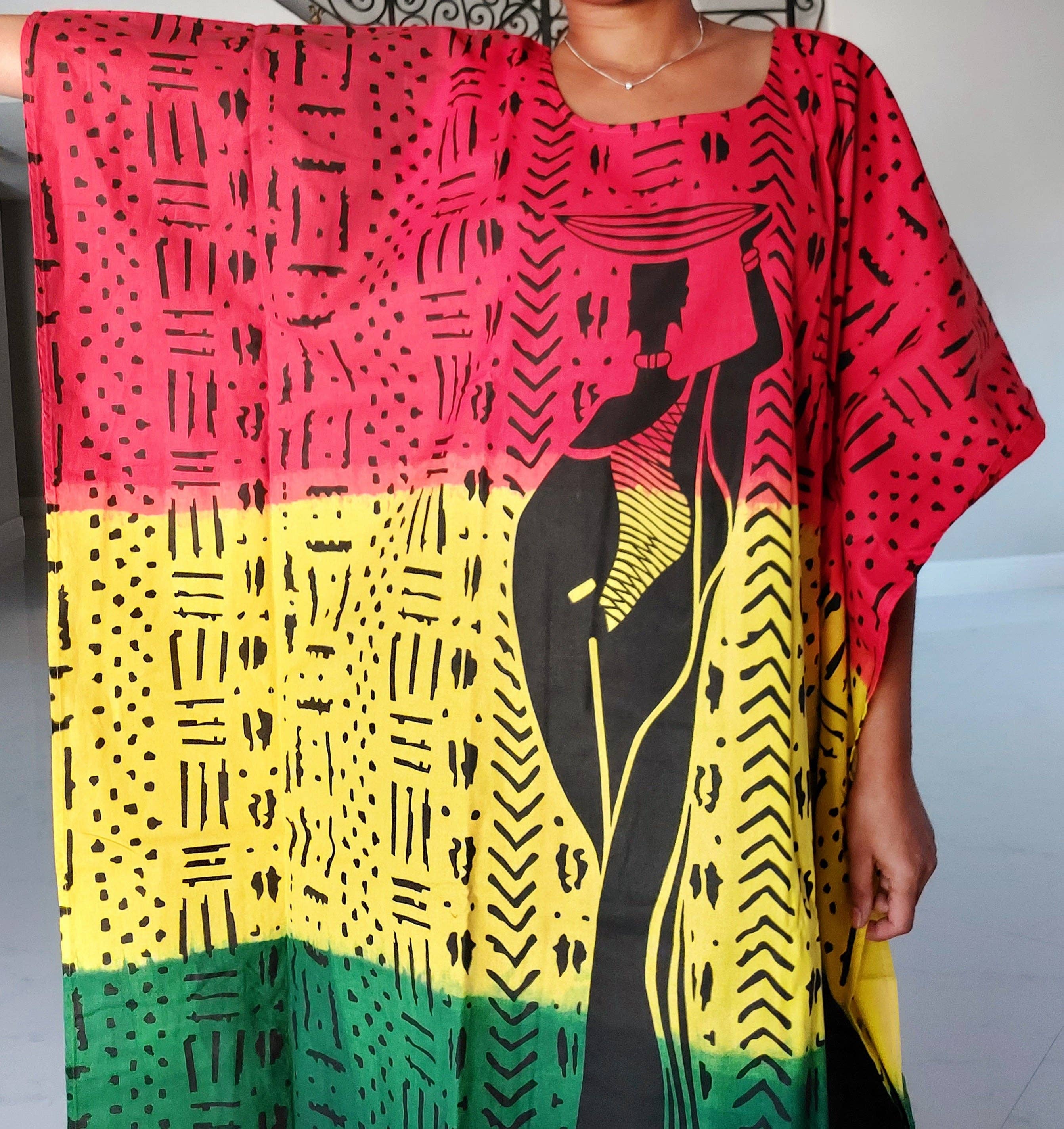 India Batik – wholesale Kaftan – Women's – Women African Tribal Print Kaftan Dress - Rasta1