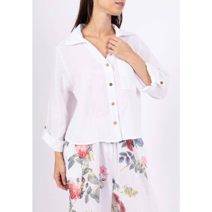 LINEN & COTTON HOUSE - Wholesale Buttoned-down shirt – Women's - 6235 SHORT LINEN SHIRT WITH FRONT POCKET19