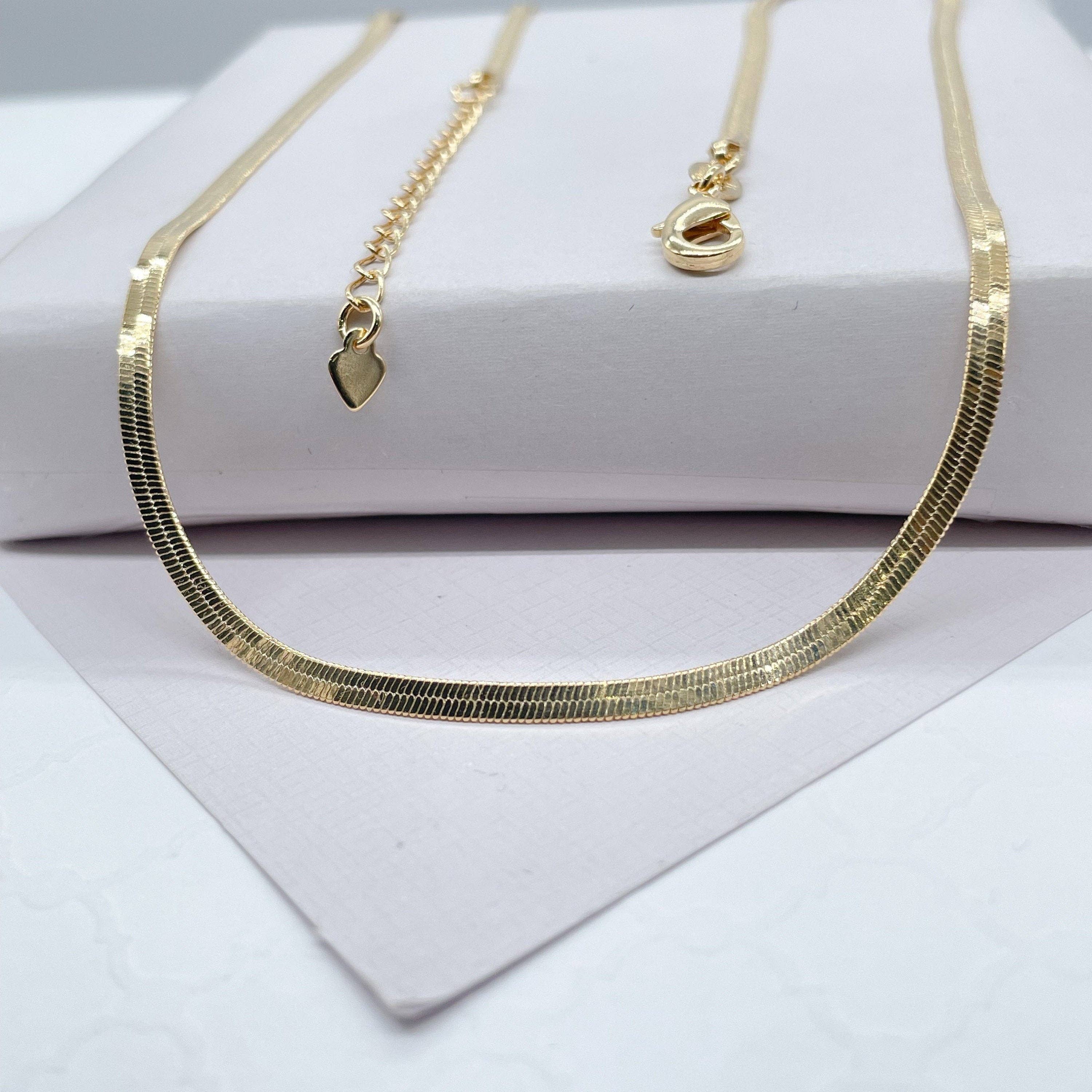 Milie - Wholesale Link & Chain Necklace - 18K Gold Filled Flexible 16"Herringbone 2mm and 2.5mm Chain1
