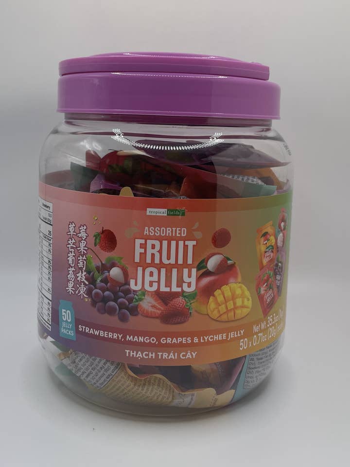 "ASSORTED FRUIT JELLY
GRAPES, MANGO, LYCHEE & STRAWBERRY"
for wholesale by DP Wholesale LLC