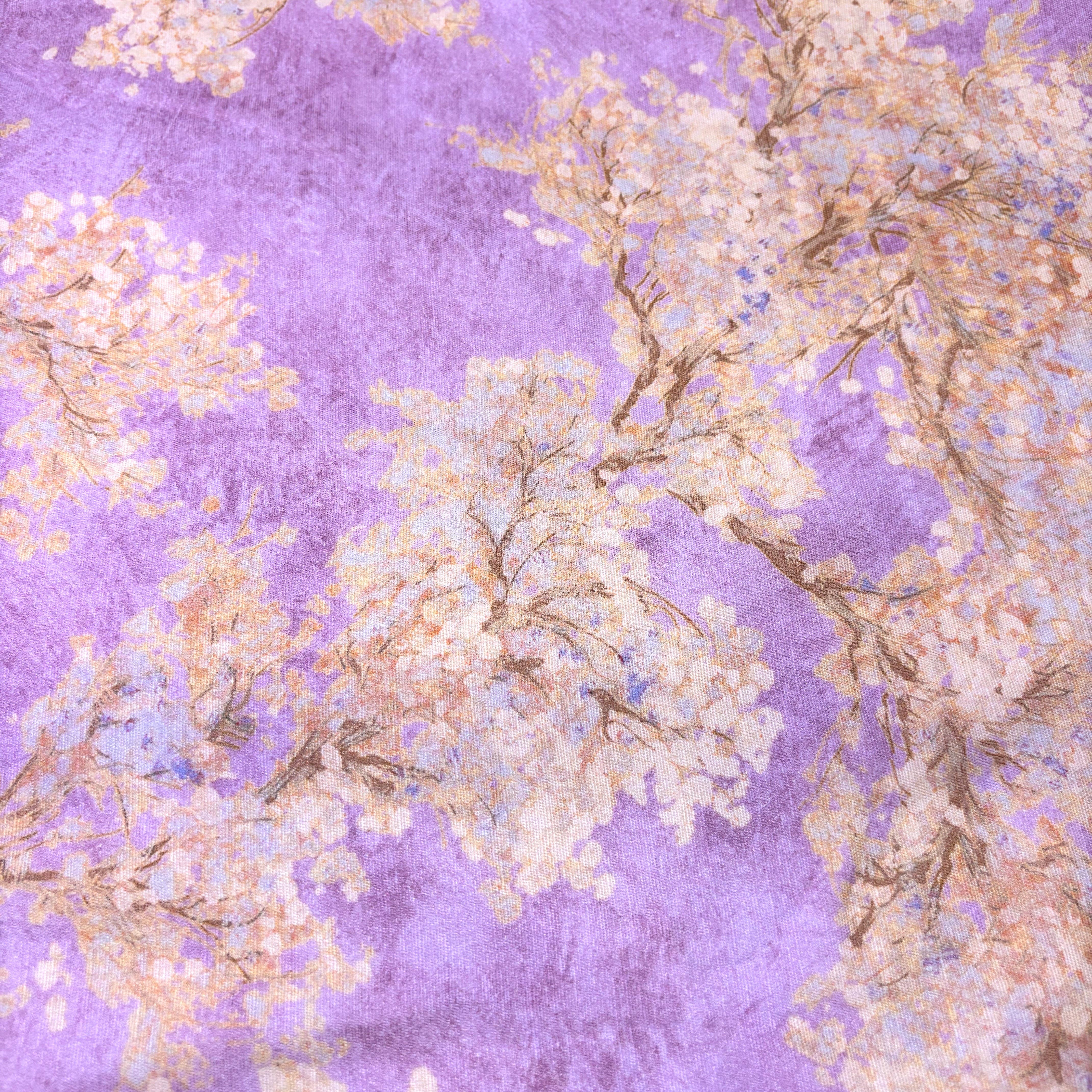 Fabriculture INC - Wholesale Fabric - Cherry Blossom 100% Cotton Print - Pink & Purple1