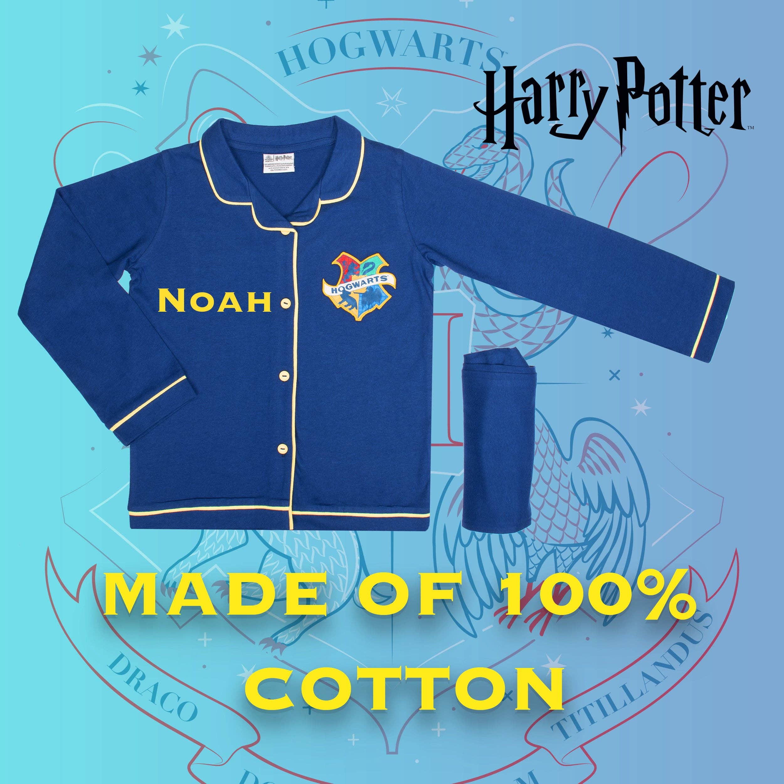 Fringoo Group Ltd - Wholesale Sleepwear Set - Kids - Harry Potter Personalised Pyjamas with Buttons - Navy Blue1