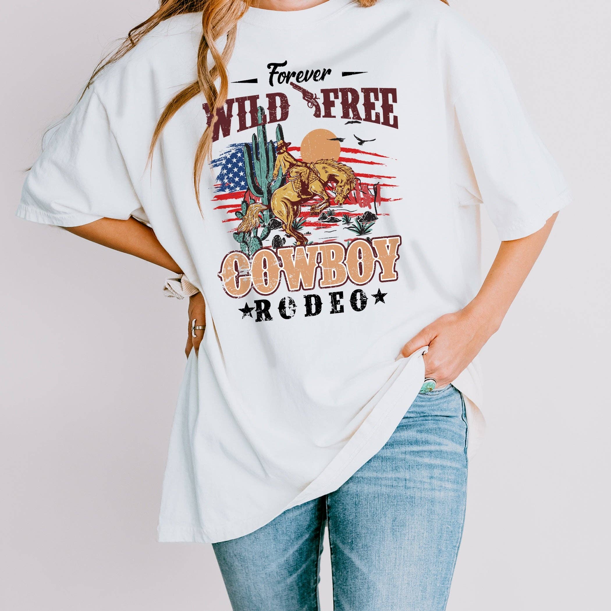 Emogifts - Wholesale Screen Printed T-Shirt - Women's - Vintage Western Cowboy Graphic T-Shirt1