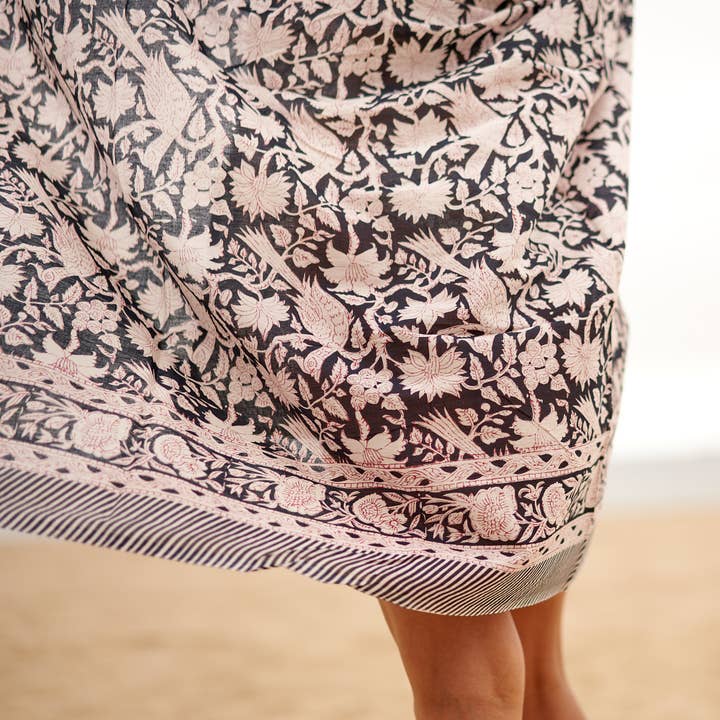 Linen Connections - Wholesale Swim cover-up – Women’s - Block Print Cotton Sarong Scarf Beach Wrap Bikini Pareo GIFT2