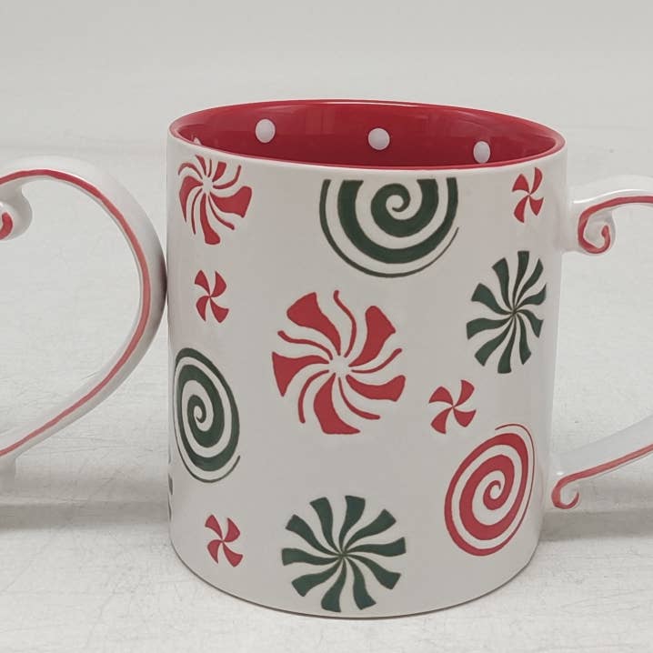Blue Sky Clayworks - Wholesale Coffee Mug - PEPPERMINT SWIRL 21OZ MUG, 2 ASST0