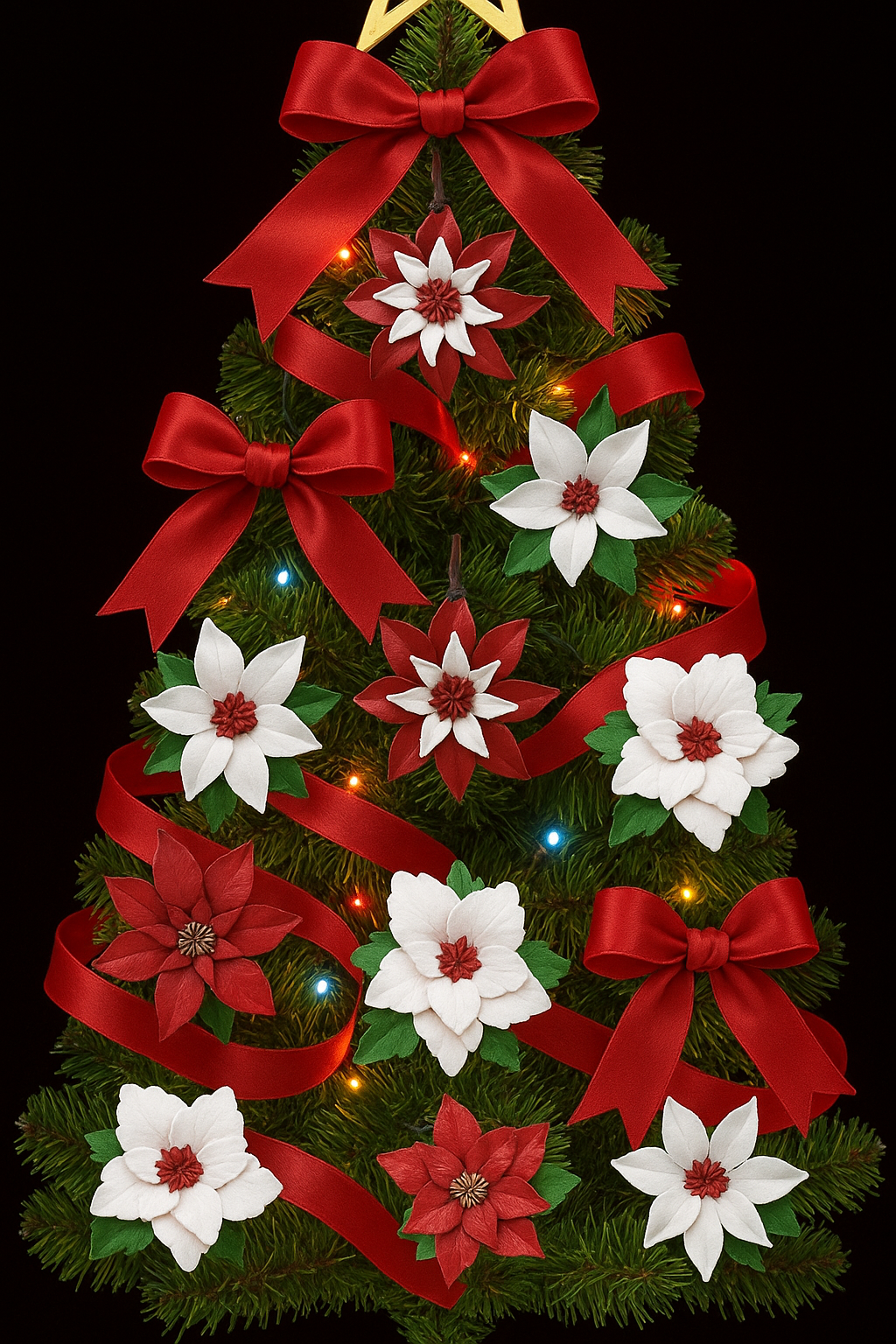 Sunflower Handmade leather inc - Wholesale Ornament - 12 pcs poinsettia flower leather ornaments2