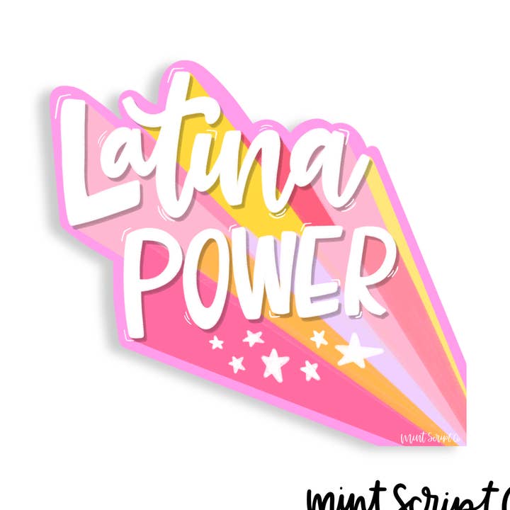 Autocollant résistant aux intempéries Latina Power pour la vente par Mint Script Co.