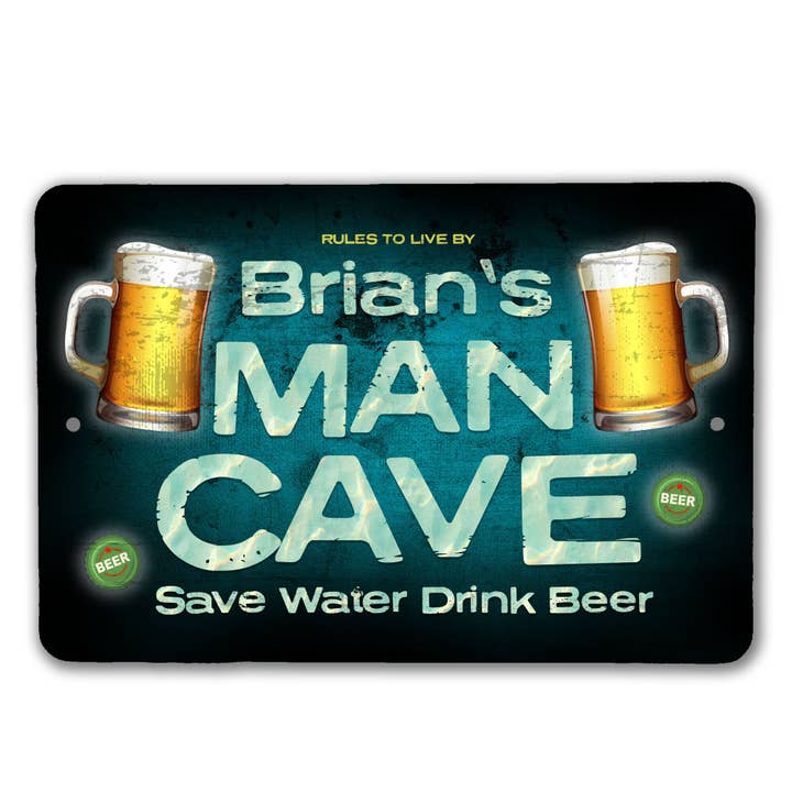 Panneau personnalisé Man Cave Bar pour la vente par Real Cool Stickers & Stuff
