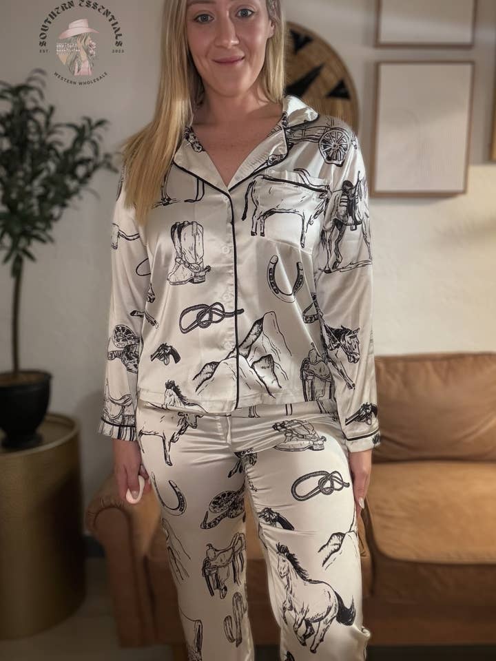 Southern Essentials by Ashley LLC - Wholesale Sleepwear Set - Women's - Cowboy Pajama Pant Set3