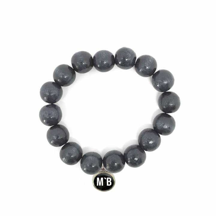 Pulsera de madera gris con cuentas Mo`Beads para venta al por mayor de Escapulario