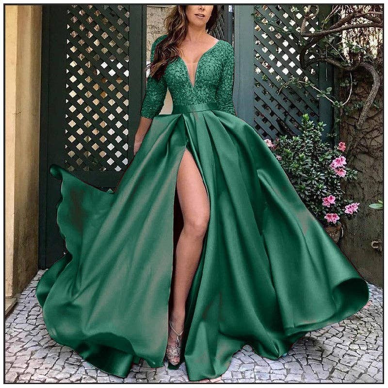 Plush Looks – Großhandel Abendkleid – Damen – Spitzenbesetztes Ballkleid mit Perlen und fließendem Saum7