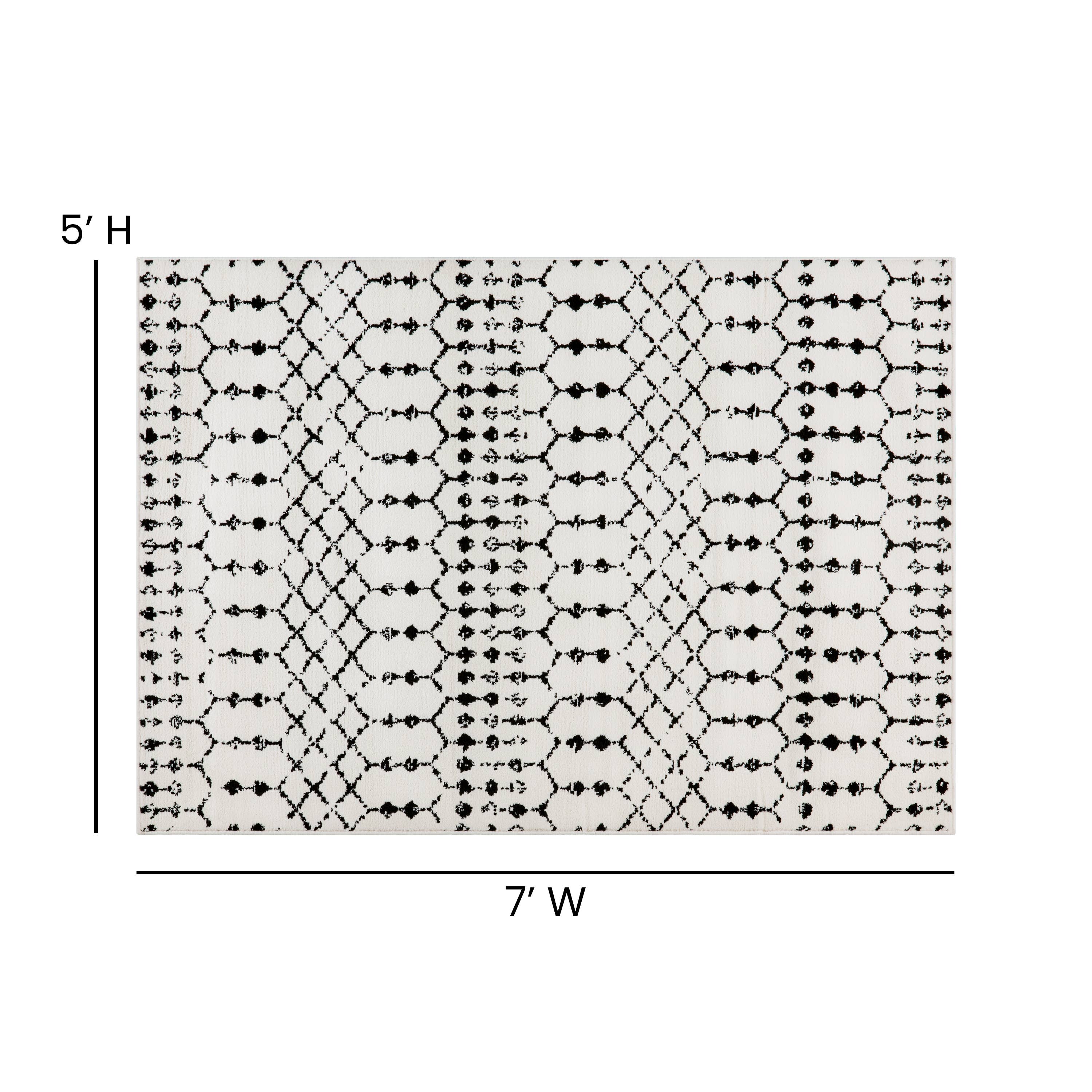 5' x 7' Ivory & Black Geometric Bohemian Area Rug for wholesale on Faire3