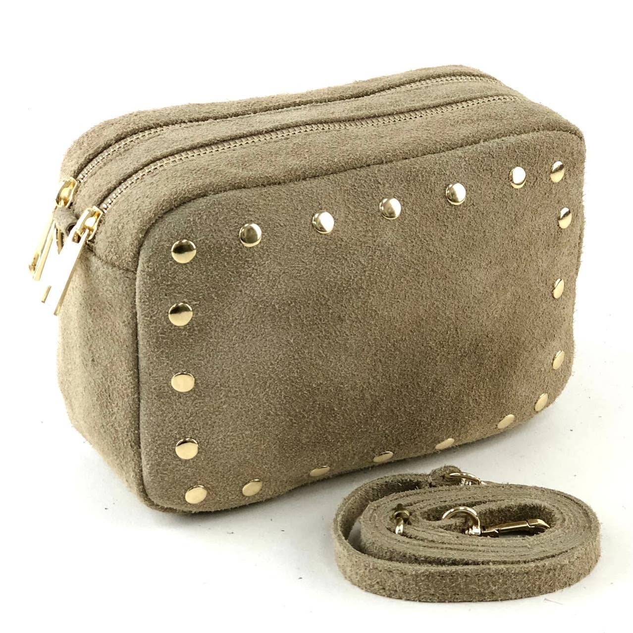 MILANO AMOUR - Wholesale Crossbody Bag - Women's - CROSSBODY BRYAN ZIP SUEDE STUDS2