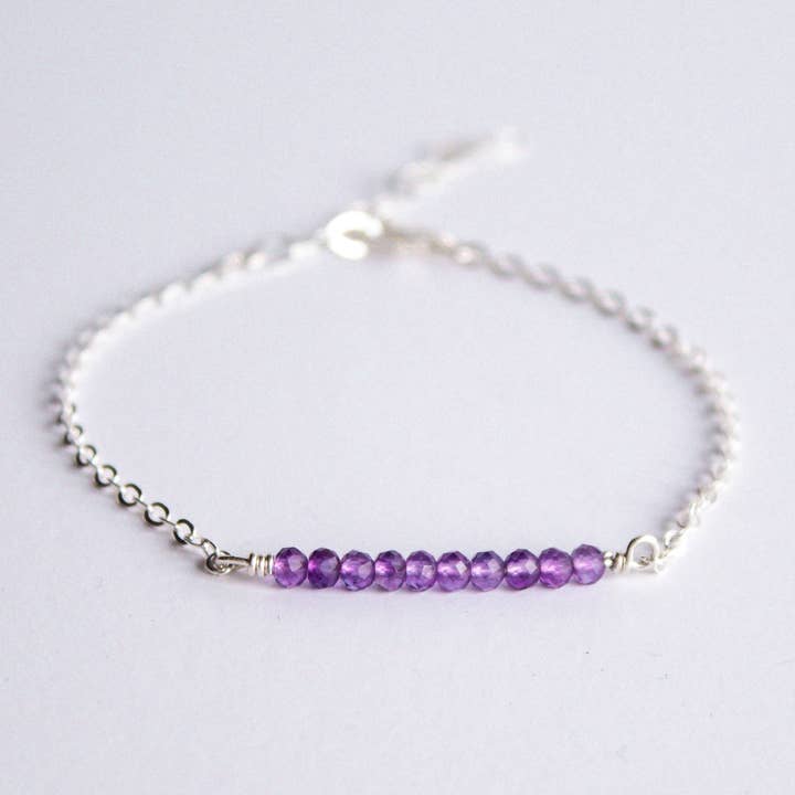 The Always Busy Mama - Vendita all'ingrosso Bracciali a catena e a maglie - Bracciale in Ametista e Argento Sterling | Momenti e Pietre Miliari