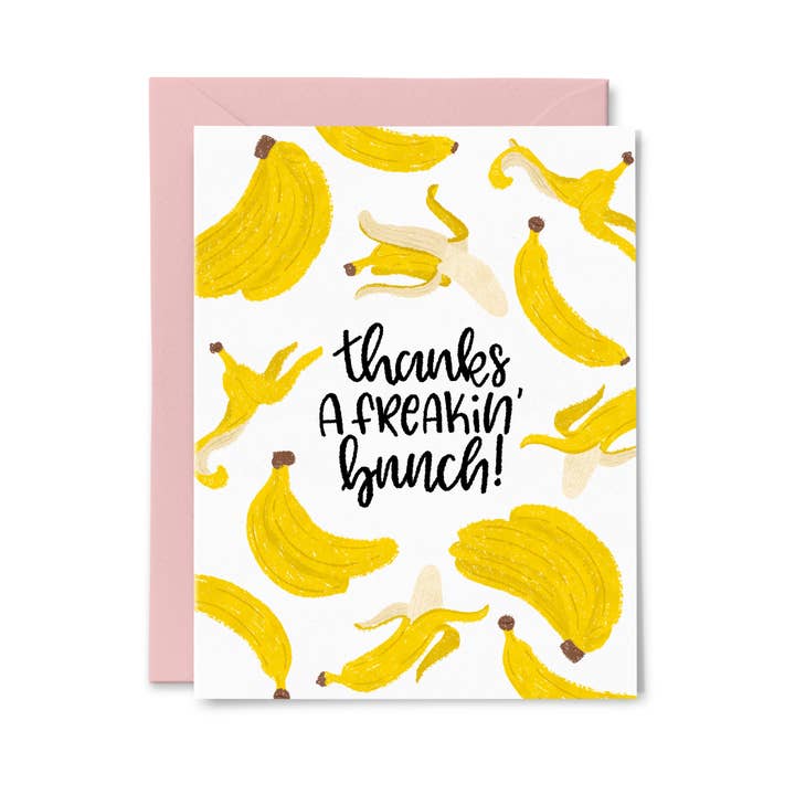 Paper Bunny Press - Wholesale Thank You Card - Thanks a Freaking Bunch | Funny Banana Thank You Card