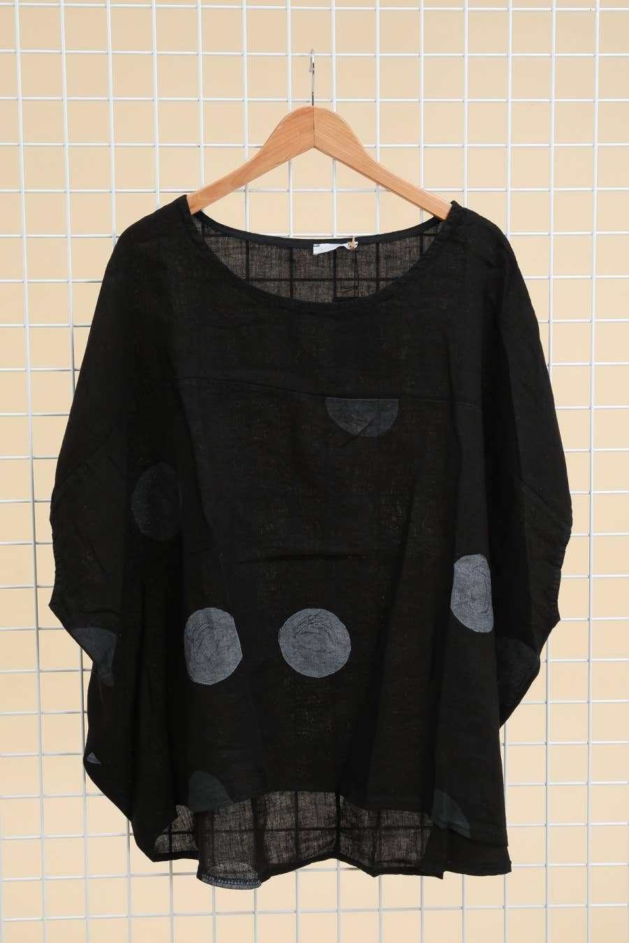 Lea & Luc - Grandes Tailles - Vendita all'ingrosso Tunica - Donna - Tunic in lino taglie comode con stampa a cerchi0