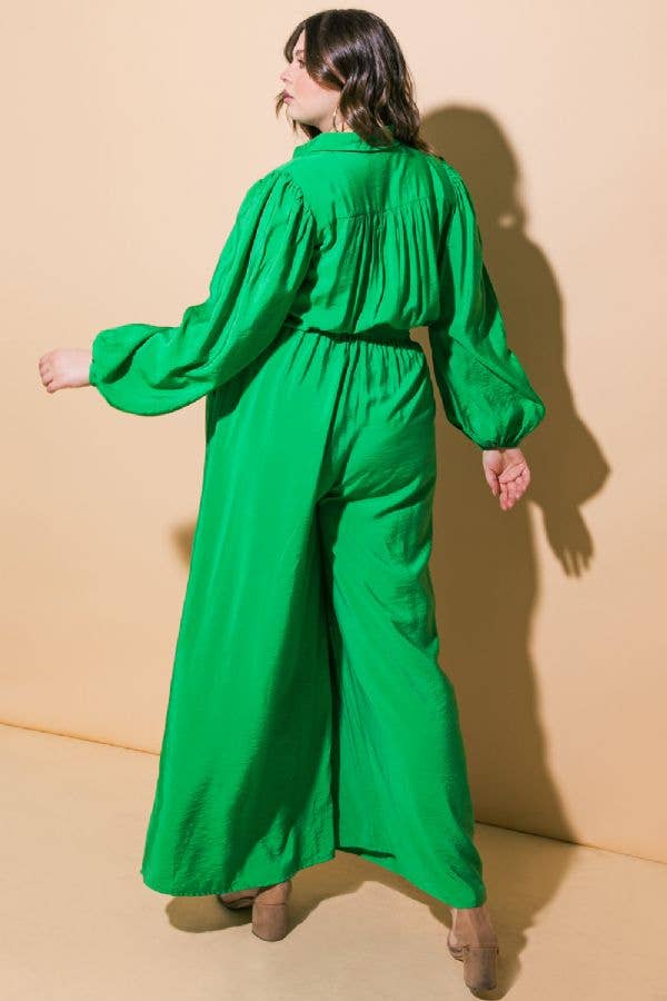 Green A solid woven jumpsuit - IP8268-P for wholesale on Faire3