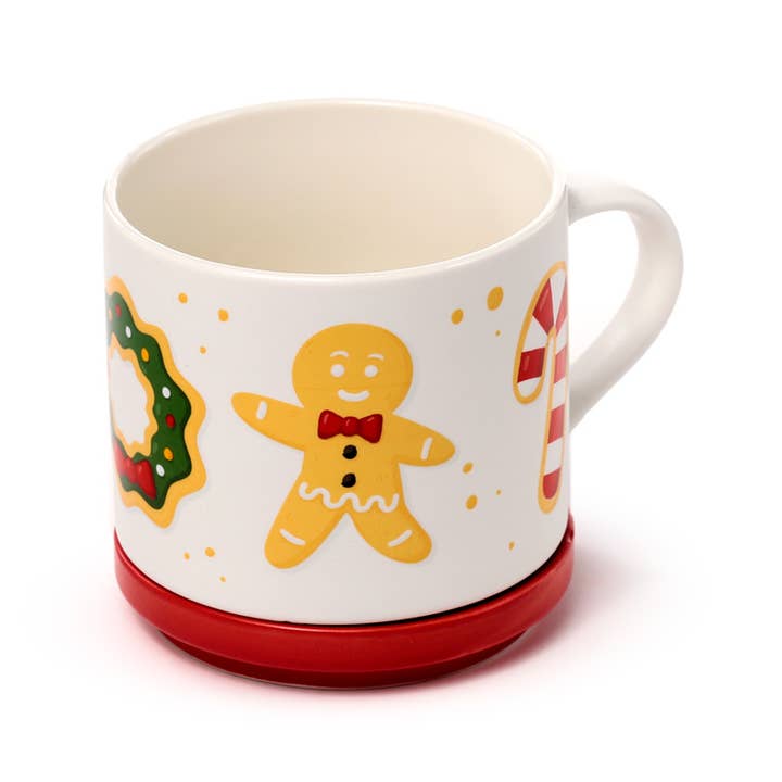 Puckator EU - Vente Tasse à café - Ensemble de tasses de Noël en porcelaine Baker Street avec couvercle