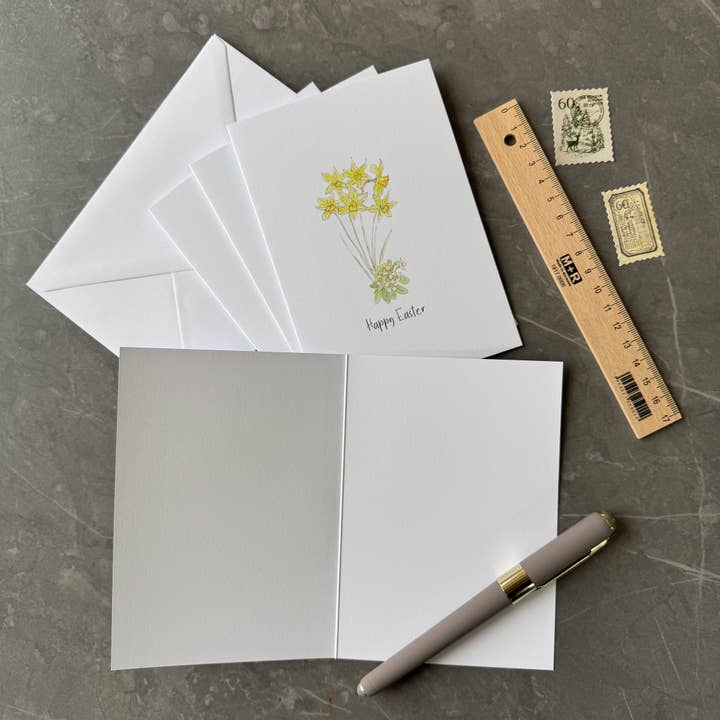 Tall Order - Wholesale Easter Card - Easter Card Pack of 8 with Daffodil & Primrose Illustration3