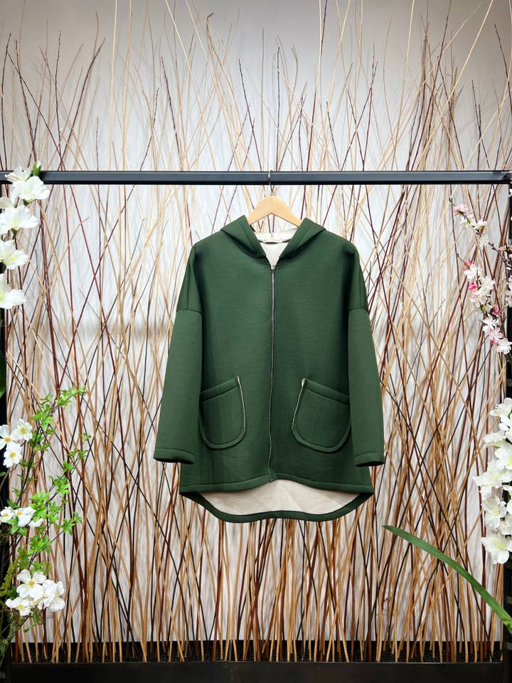 L'Emotion – wholesale Hoodie – Women's – Neoprene Embossed Material Zip-Up Hoodie3