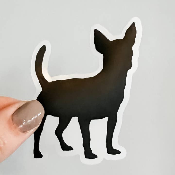 Chihuahua Silhouette clear vinyl sticker for wholesale by Lemon Press Studio