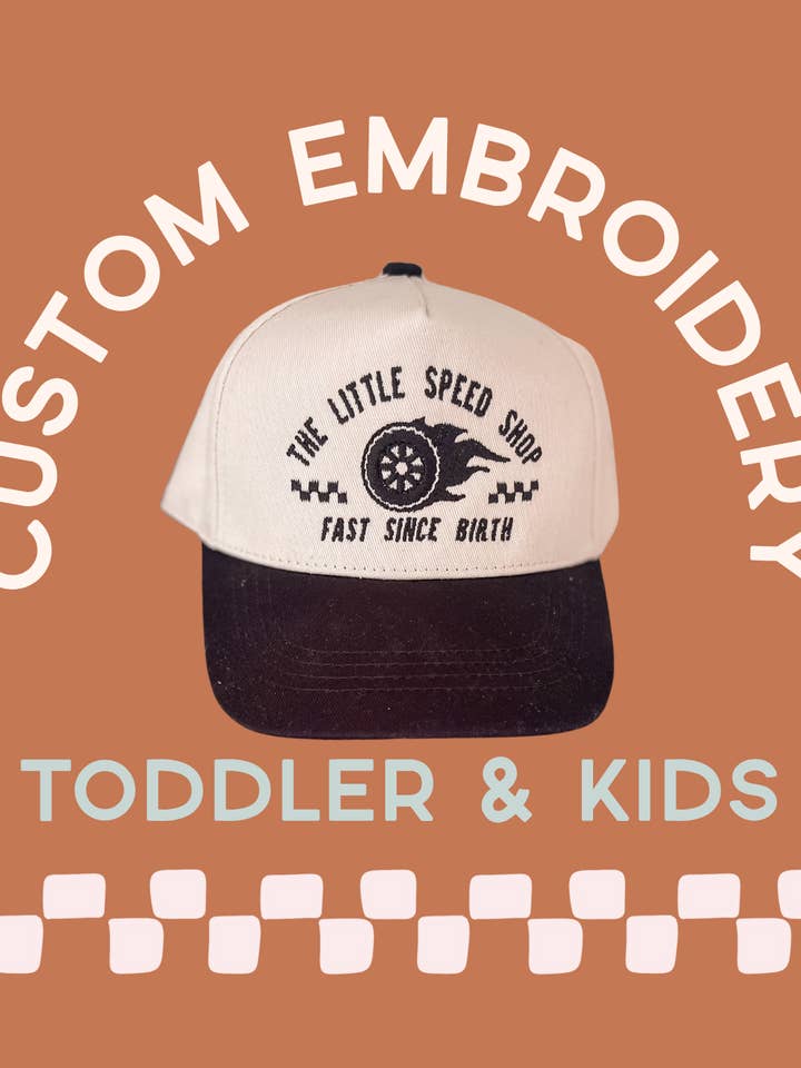 Kinderen & Peuter Op Maat Geborduurde Trucker Pet Tweekleurig jongens voor wholesale door Ginger And Thread