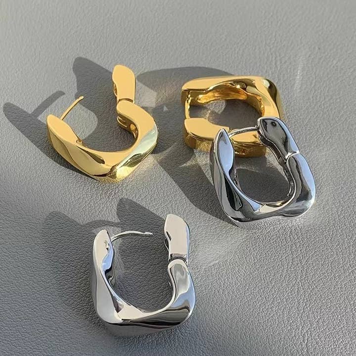 Gemscape UK - Wholesale Hoop earrings - Chunky & Chic Loop Earrings - Unique Light Stainless Steel13