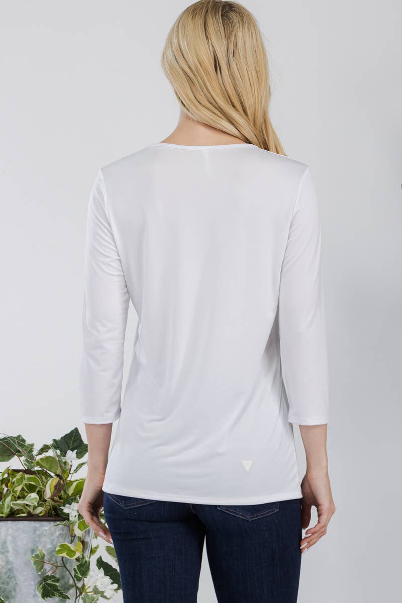 Celeste Clothing - Wholesale T-Shirt - Women's - CLASSIC 3/4 SLEEVE CREW NECK TOP -CT1321423
