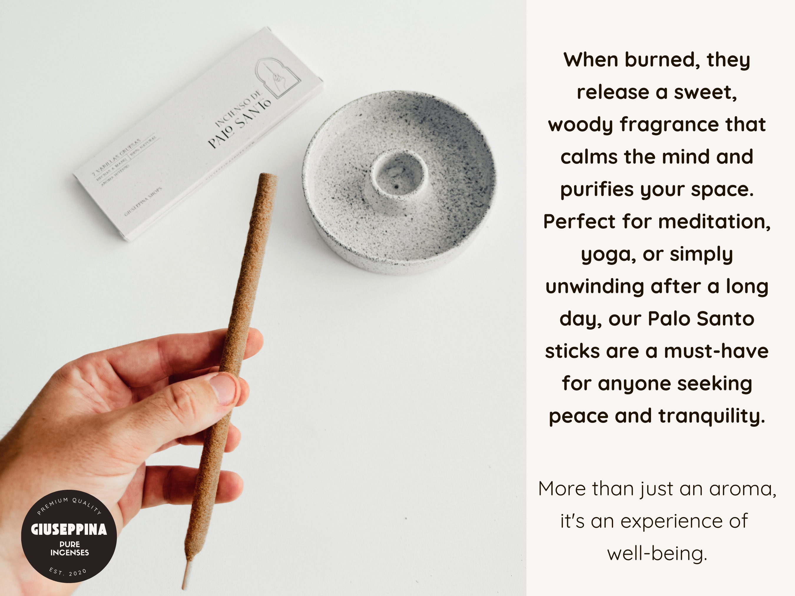 Giuseppina Shop – wholesale Incense – Palo Santo Incense - 7 Thick Sticks Box3