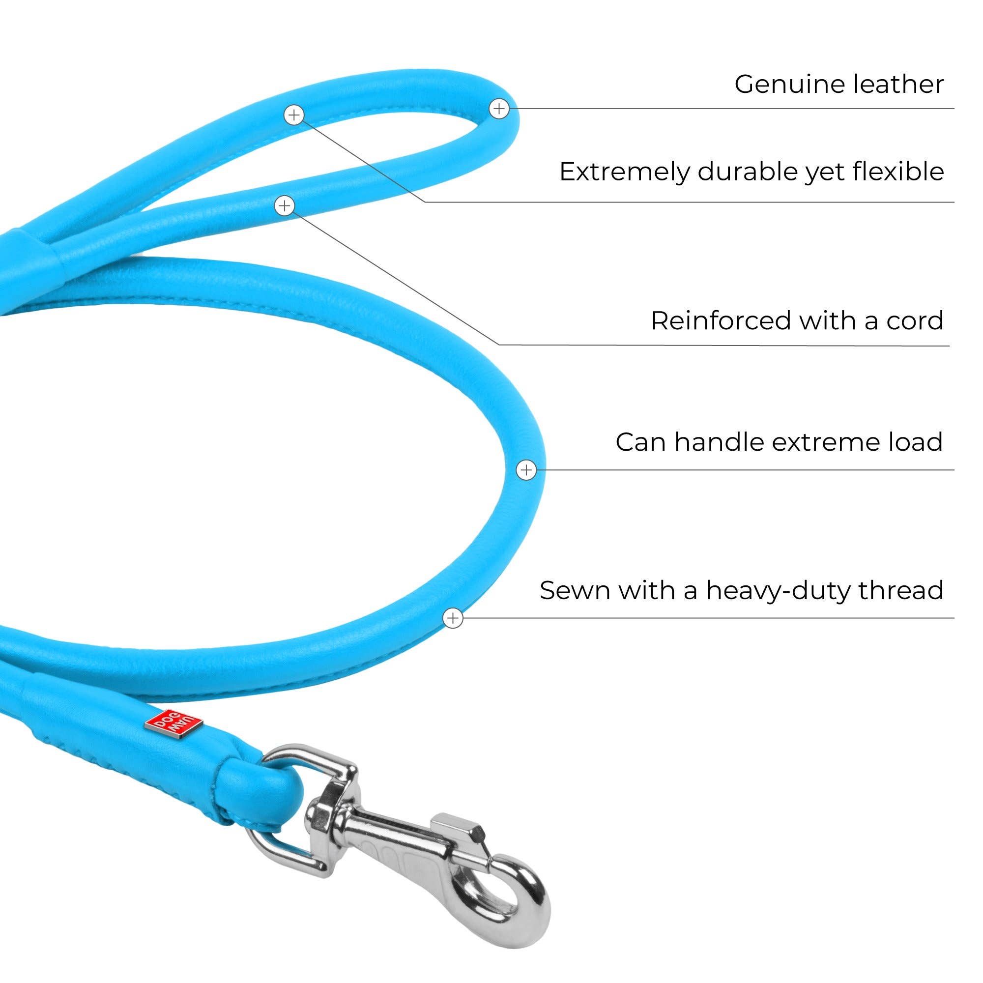 WAUDOG - Wholesale Pet Leash - Dog - Glamour Reinforced Rolled Leather Leash With Metal Clip4