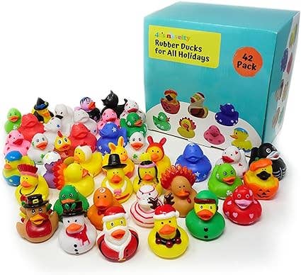 4E's Novelty - Wholesale Bath Toy - Baby - All Holidays Rubber Ducks in Bulk Pack of 42 - Includes Thanksgiving, Christmas, Valentines & More Rubber Duckies, Bath Toys for Kids Boys & Girls, Advent Gift, Jeep Ducking, Ducks for Each Season8