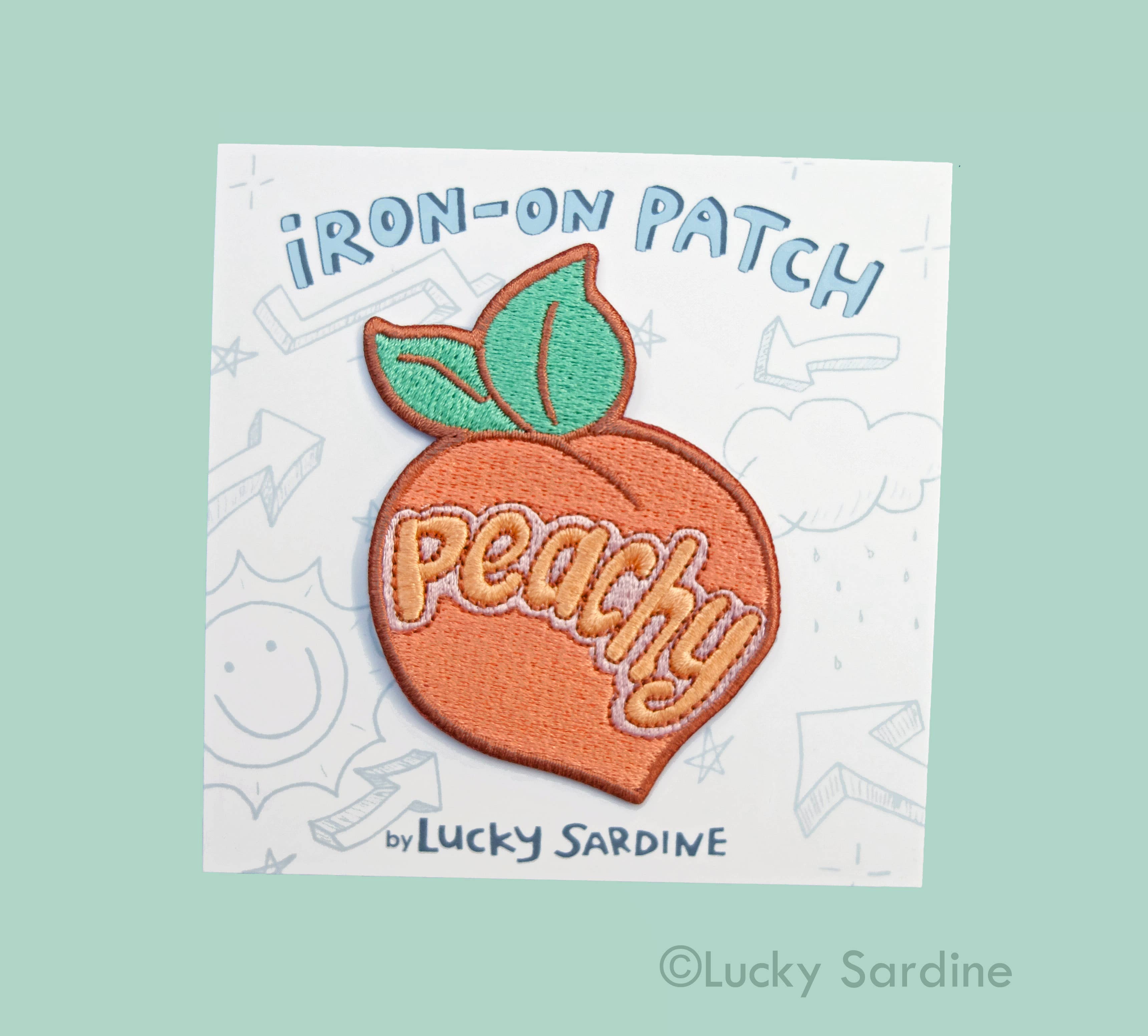 Lucky Sardine - Wholesale Patch - Peachy Retro 70s & 80s, Peach Embroidered Iron-On Patch2