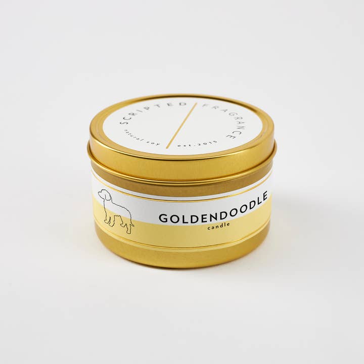 Scripted Fragrance - Wholesale Jar/Filled Candle - Goldendoodle Dog Soy Candle in Drinking Glass Two-In-One3