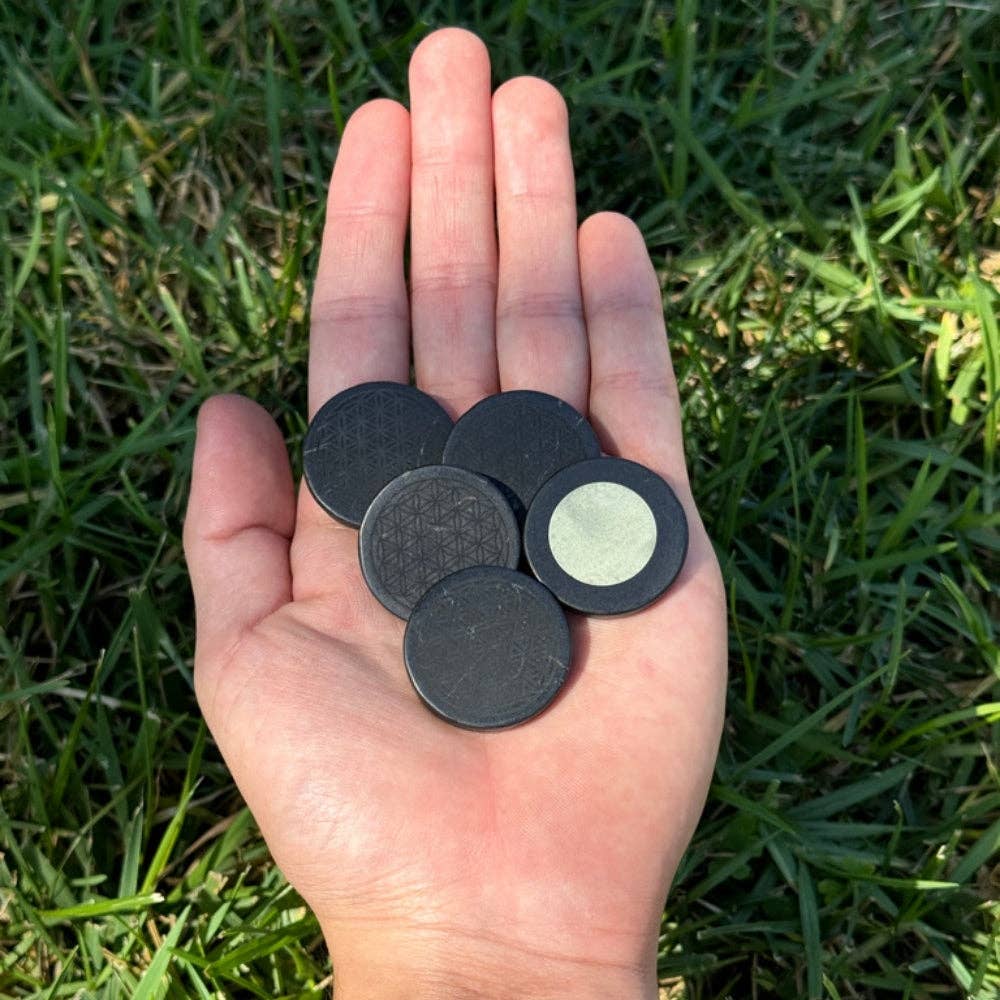 Earths Elements Wholesale - Wholesale Spiritual Stone/Crystal - Shungite Cell Phone Tile- Sacred Geometry1