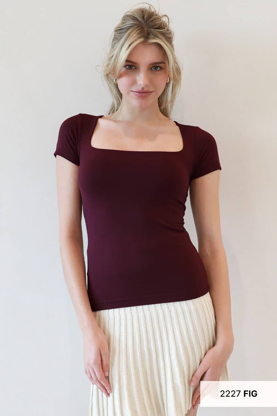 NIKIBIKI - Wholesale Knit Top - Women's - NS8326- Square Neck SS Top17