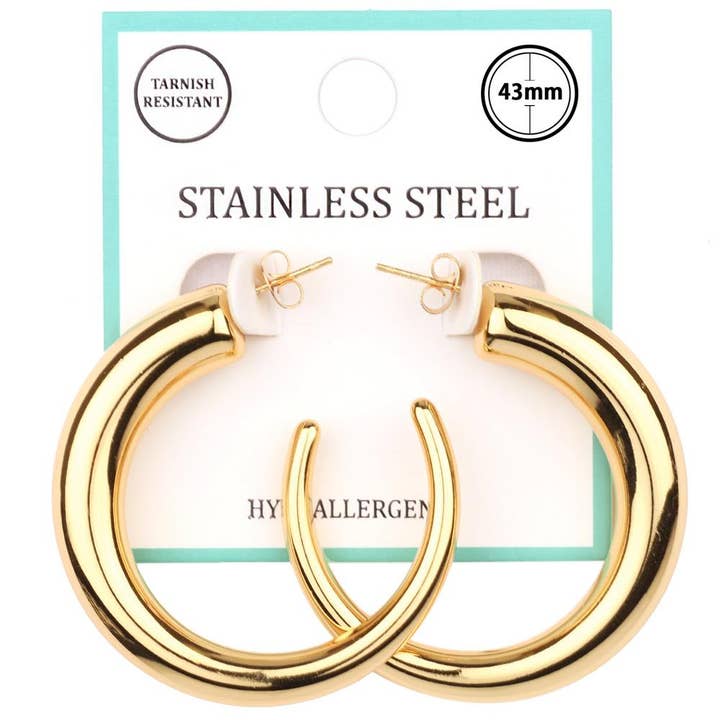 Oblige by G - Wholesale Hoop Earrings - Stainless Steel Hoop PE-7266 PE-7269