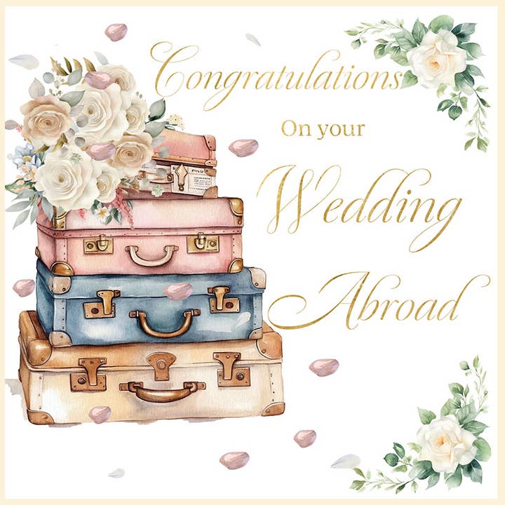 Rose Congratulations on your Wedding Abroad for wholesale by Rush Design Ltd