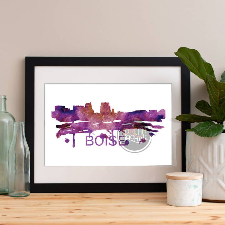 Boise Akvarell Skyline, Boise Skyline, Boise Art, Boise-affisch, Boise Print, Boise Art, Boise Karta, Boise Väggkonst, Idaho Art WCS20 för wholesale av DreamMachine Prints