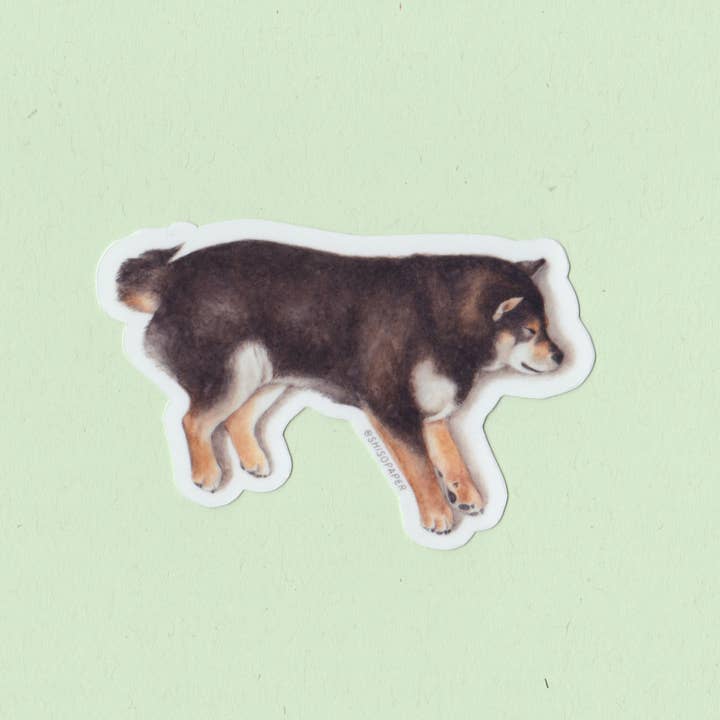 Shiso Paper - Wholesale Sticker - Sleeping Black Shiba Inu Vinyl Sticker1