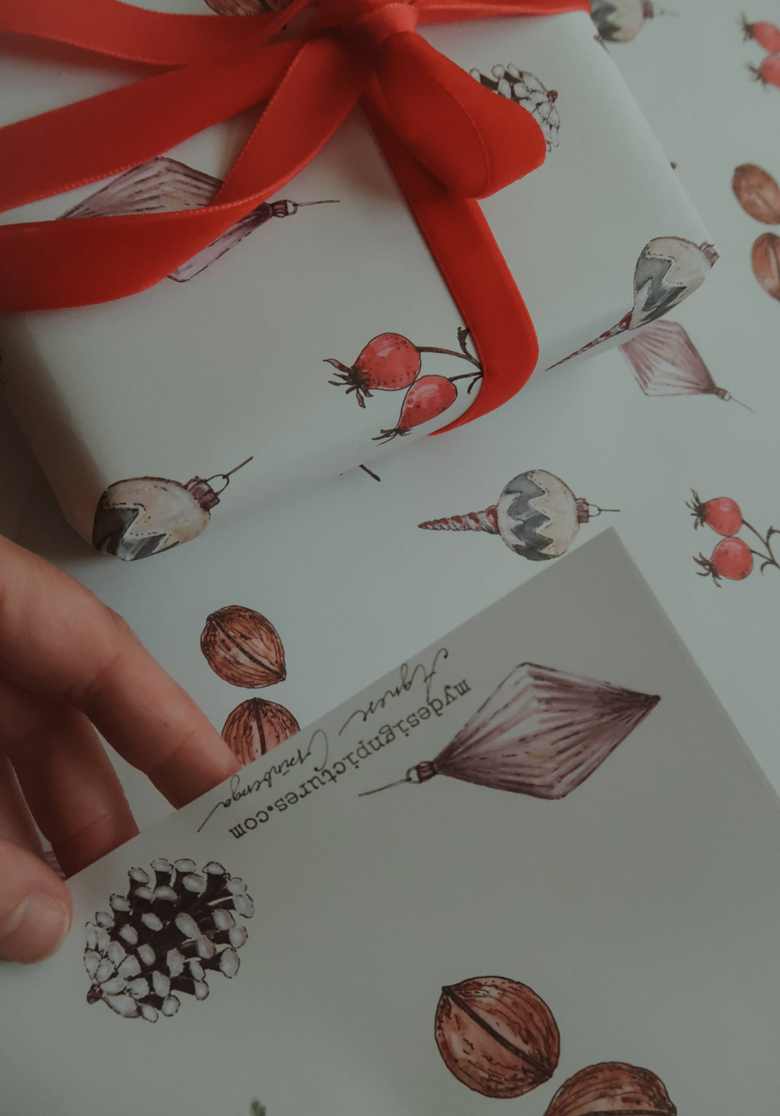 MyDesignPictures – wholesale Wrapping paper roll – Set Of 3 Pieces Christmas decors white gift paper3