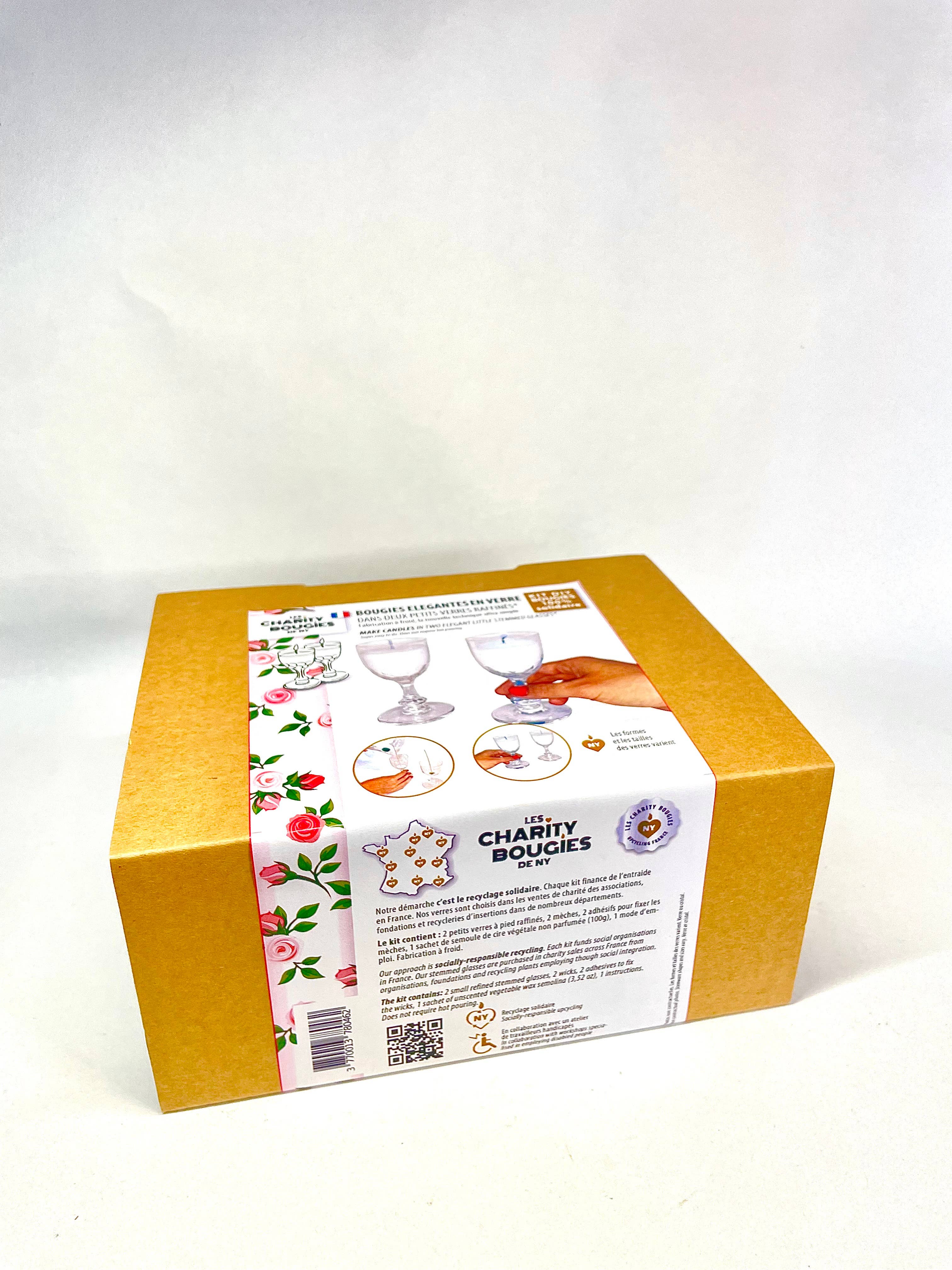 CHARITY BOUGIES DE NY - Wholesale DIY Craft Kit - Kit to create two candles in two pretty refined glasses
2