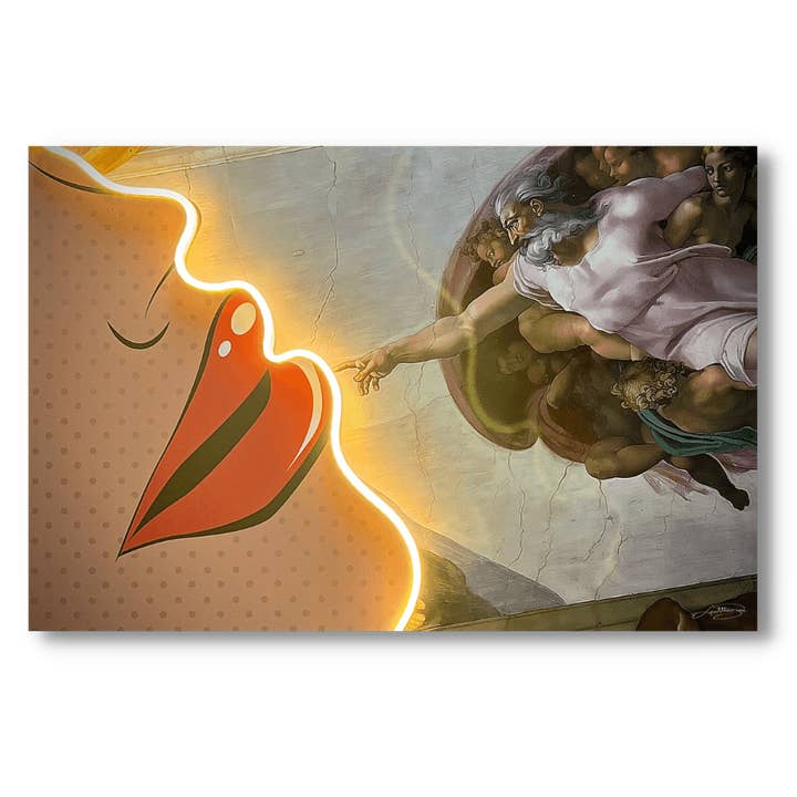 Amarelo Criação de Lábios de Adão | Arte de Parede em LED para venda a revendedores na Faire1