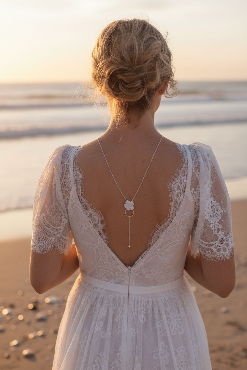 L'atelier du 6 – wholesale Y-neck/lariat necklace – Wedding Backless Necklace- Y Backless Jewelry- White Flower1