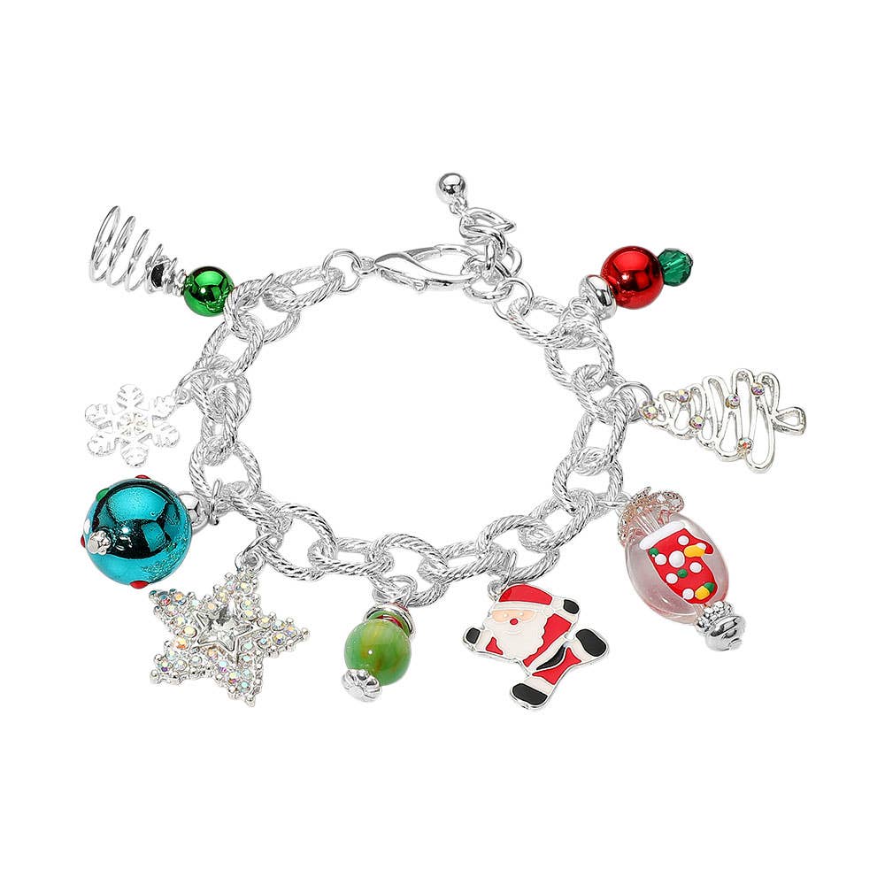 Sensibling Corp. - Wholesale Charm/Dangle Bracelet - Christmas Tree Santa Star Snowflake Festive Holiday Themed Charm Bracelet4