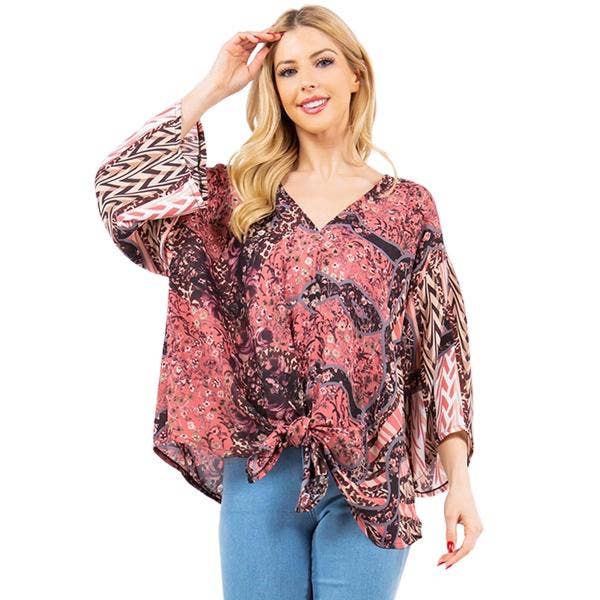 The Magic Scarf Company - Wholesale Poncho - Women's - 3779 - V-Neck Poncho with Sleeves6