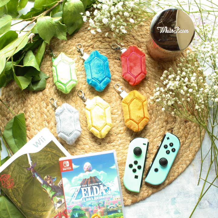 Mamukeeto – wholesale Nyckelring - Unisex – Legend of Zelda Rupee Plysch Nyckelring | Handgjord | Flera Färger | 3" x 2"