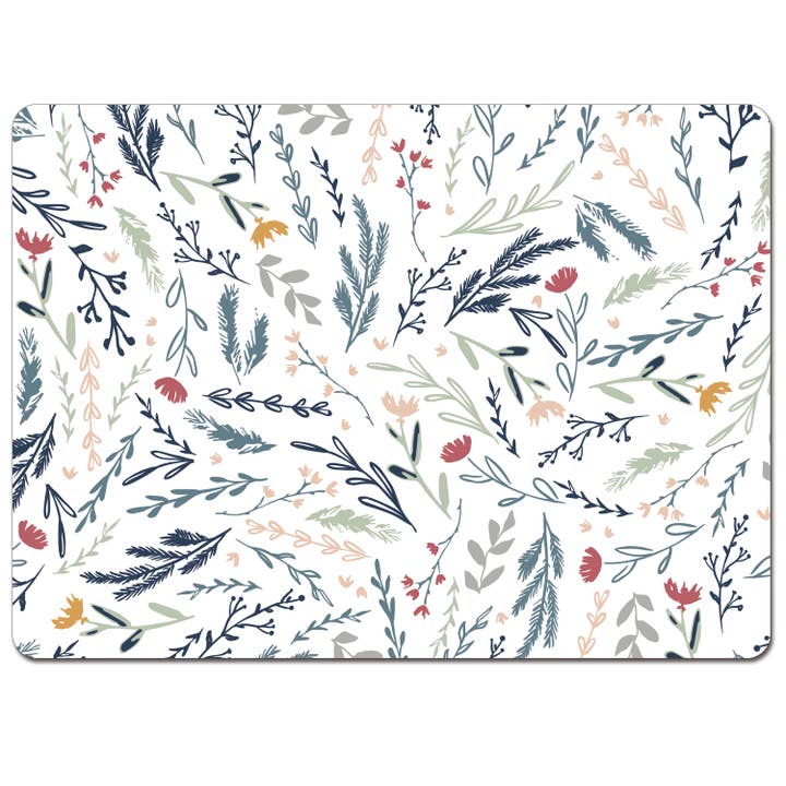 "Meadow Sketch Floral" Boxed 4-Pack Hardboard Table Mats for wholesale by CounterArt/Highland Home/Thirstystone