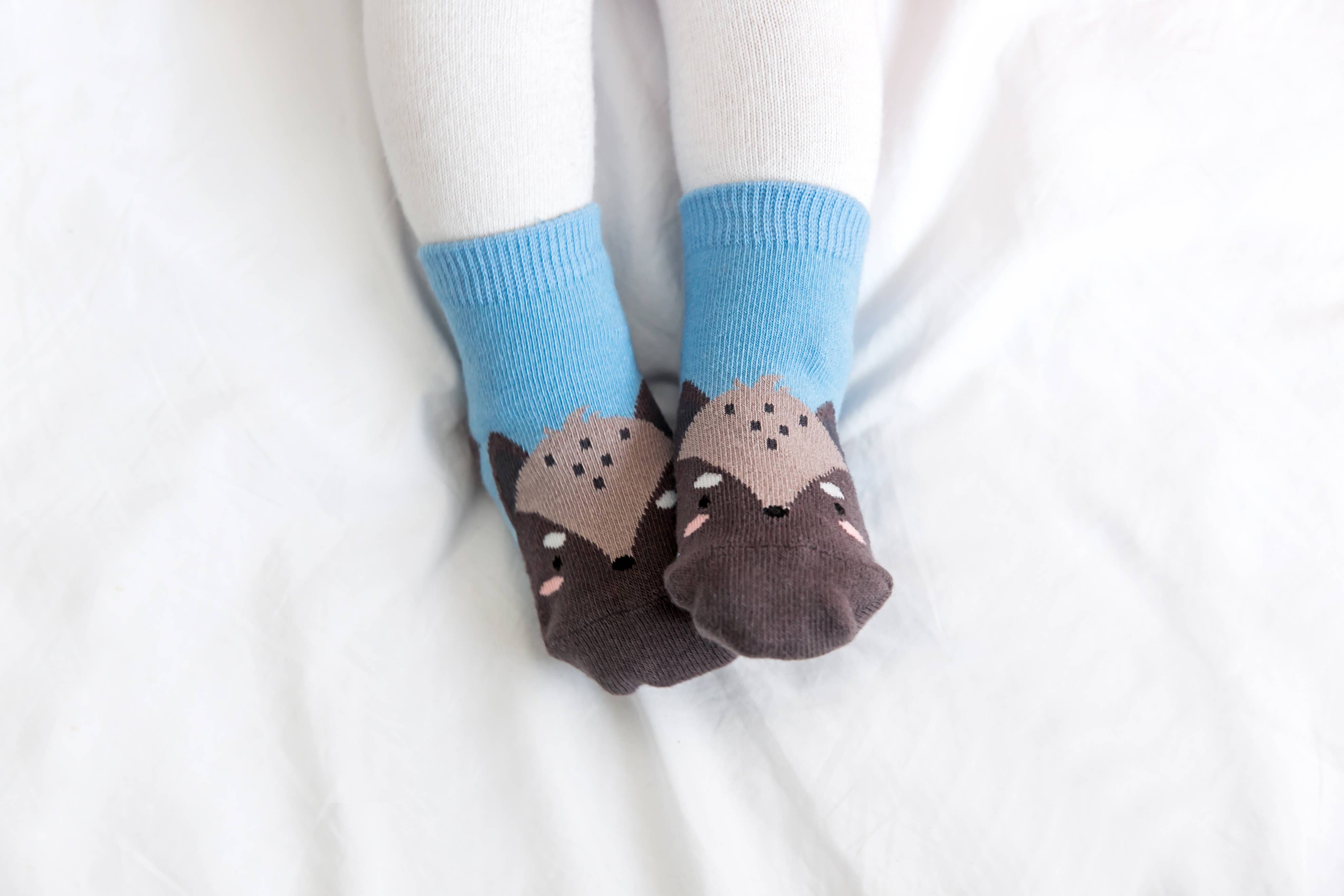 Grey Wolf Zoo Baby Animal Socks for wholesale on Faire6